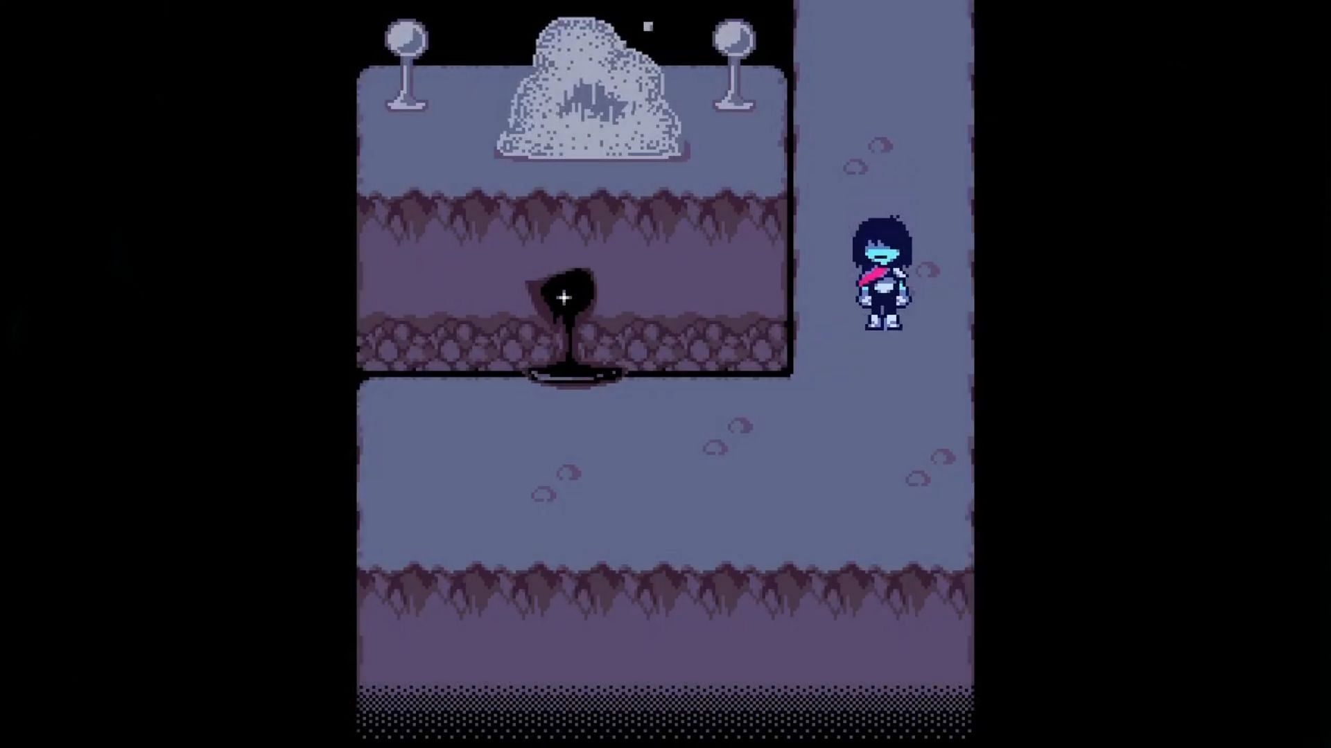 Interact with the dark hole with glowing light to get the Glowshard (Image via Toby Fox)